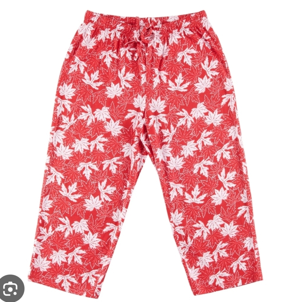 Red and White Floral Pants Size Medium